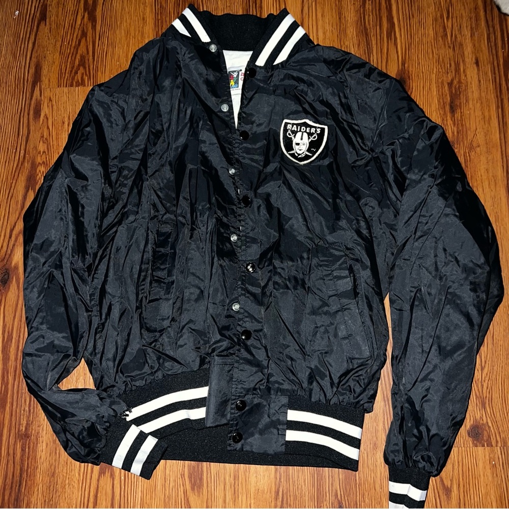 Vintage Black Raiders Bomber Jacket